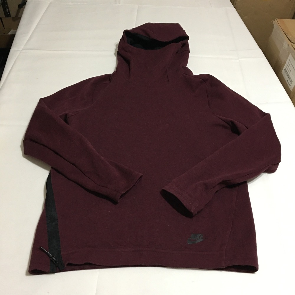 Nike Sports Tech Fleece Funnel Neck Hoodie Men's Small Sweatshirt Maroon